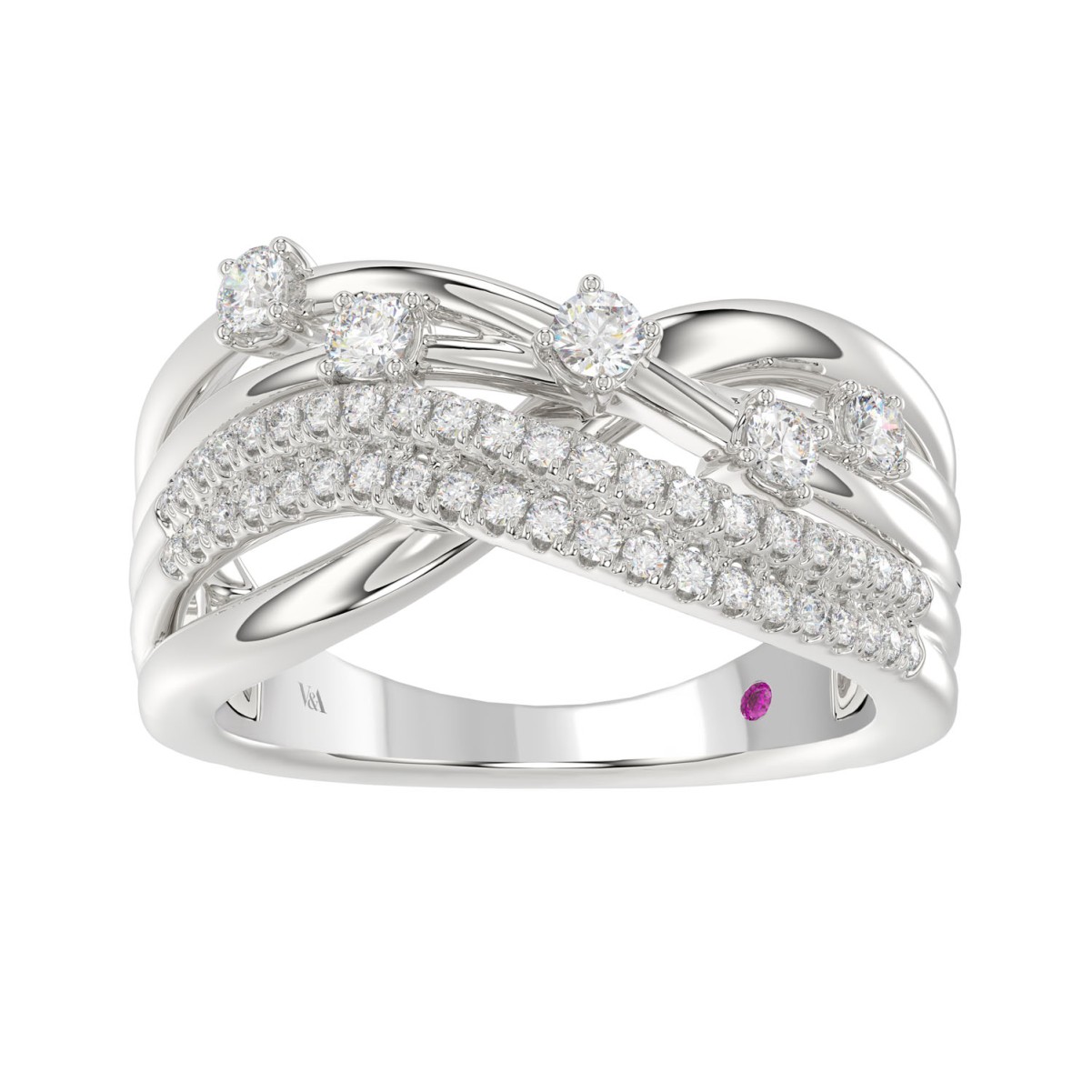 18344560_VA25586W-1201x1201.jpg 18K WHITE GOLD 1/2CT ROUND DIAMOND LADIES FASHION RING - Image 1