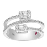 18K WHITE  GOLD 1/2CT ROUND/BAGUETTE DIAMOND LADIES FASHION RING