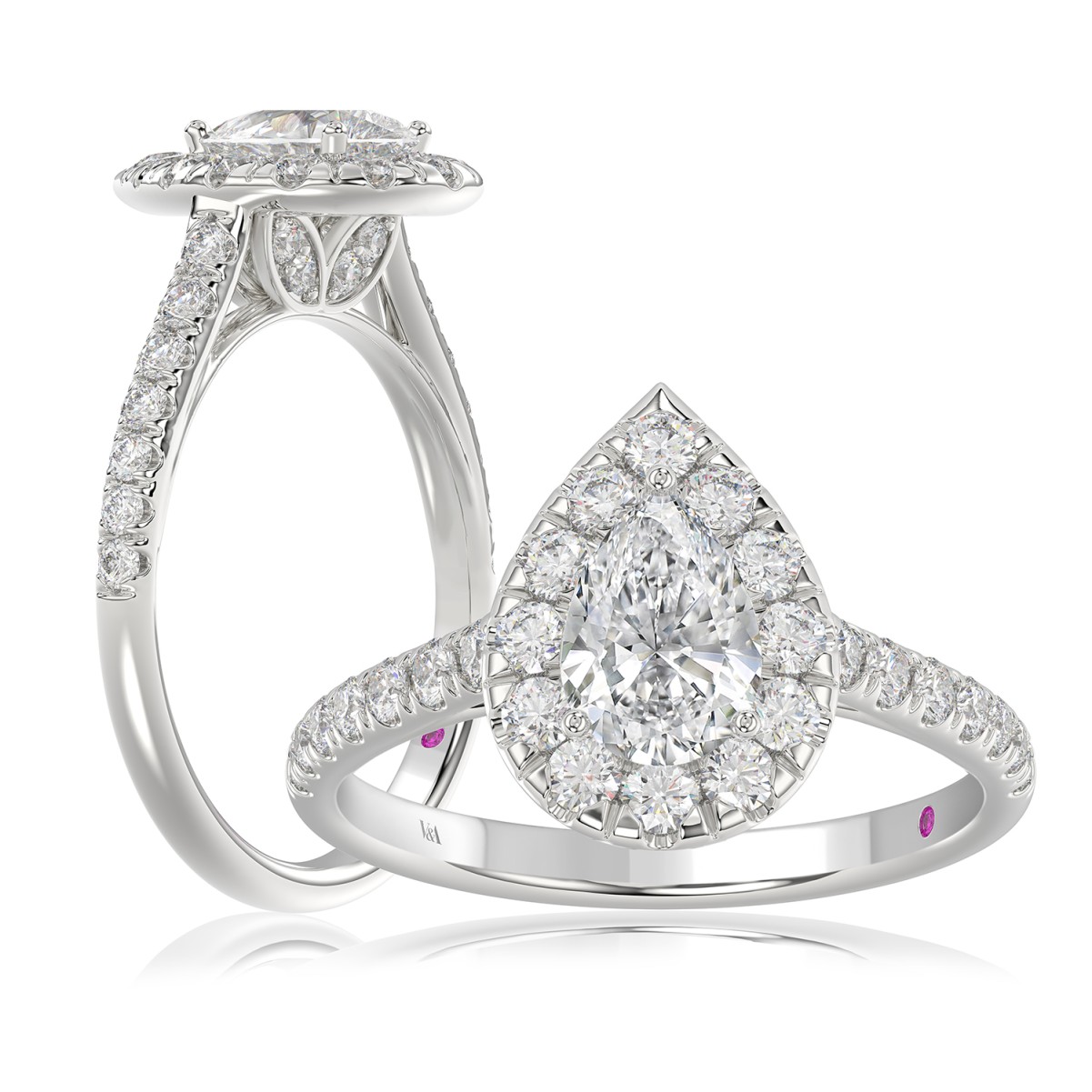 18344566_VA30145W-1201x1201.jpg 18K WHITE GOLD 1 1/2CT ROUND/PEAR DIAMOND LADIES RING (CENTER STONE PEAR DIAMOND 3/4CT) - Image 1
