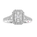 18K WHITE GOLD 1/2CT ROUND/BAGUETTE DIAMOND LADIES RING