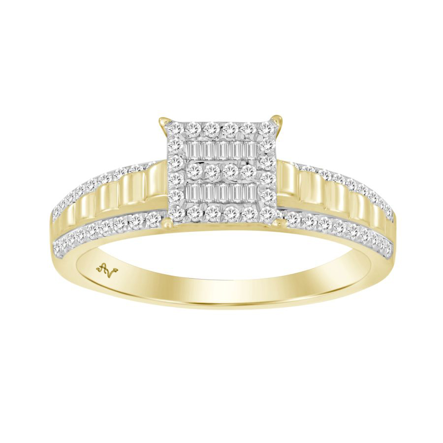 18344988_300266Y-32273.jpg LADIES RING 0.25CT ROUND/BAGUETTE DIAMOND 10K YELLOW GOLD - Image 1