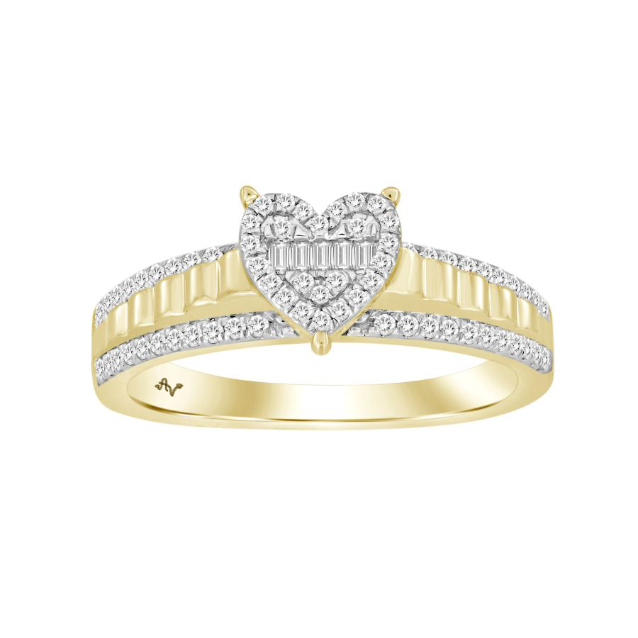 18344991_300268Y-32275.jpg LADIES RING 0.25CT ROUND/BAGUETTE DIAMOND 10K YELLOW GOLD - Image 1