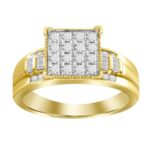LADIES RING 0.50CT ROUND/BAGUETTE DIAMOND 10K YELLOW GOLD