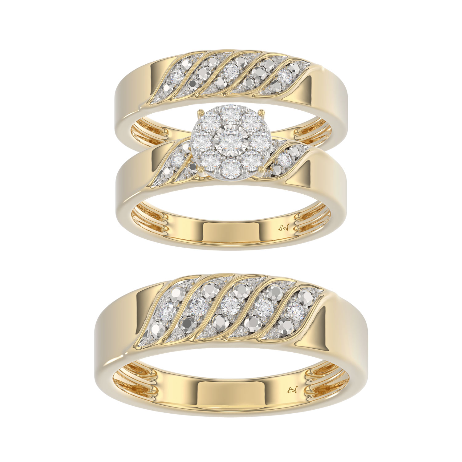 18345093_283629Y-34088.jpg LADIES TRIOS SET 0.33CT ROUND DIAMOND 10K YELLOW GOLD - Image 1