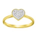 LADIES HEART RING 0.10CT ROUND DIAMOND 10K YELLOW GOLD