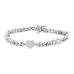 Elegant Sterling Silver White 0.20CT Diamond Heart And Infinity Bracelet Ladies Fine Jewelry Bracelet