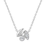 Elegance Ladies Round Diamond Cluster Fashion Necklace In 10K White Gold � Marquise Design