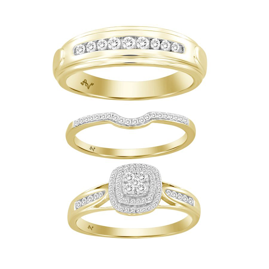 18351661_218168Y-33653.jpg LADIES TRIO SET 0.50CT ROUND DIAMOND 10K YELLOW GOLD - Image 1