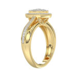 Luxury 10K Yellow Gold 0.25Ct Round Diamond Halo Cluster Ring For Women - Image 4