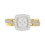 Luxury 10K Yellow Gold 0.25Ct Round Diamond Halo Cluster Ring For Women - Image 5