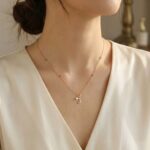 LADIES NECKLACE 0.10CT ROUND DIAMOND 10K YELLOW GOLD - Image 4
