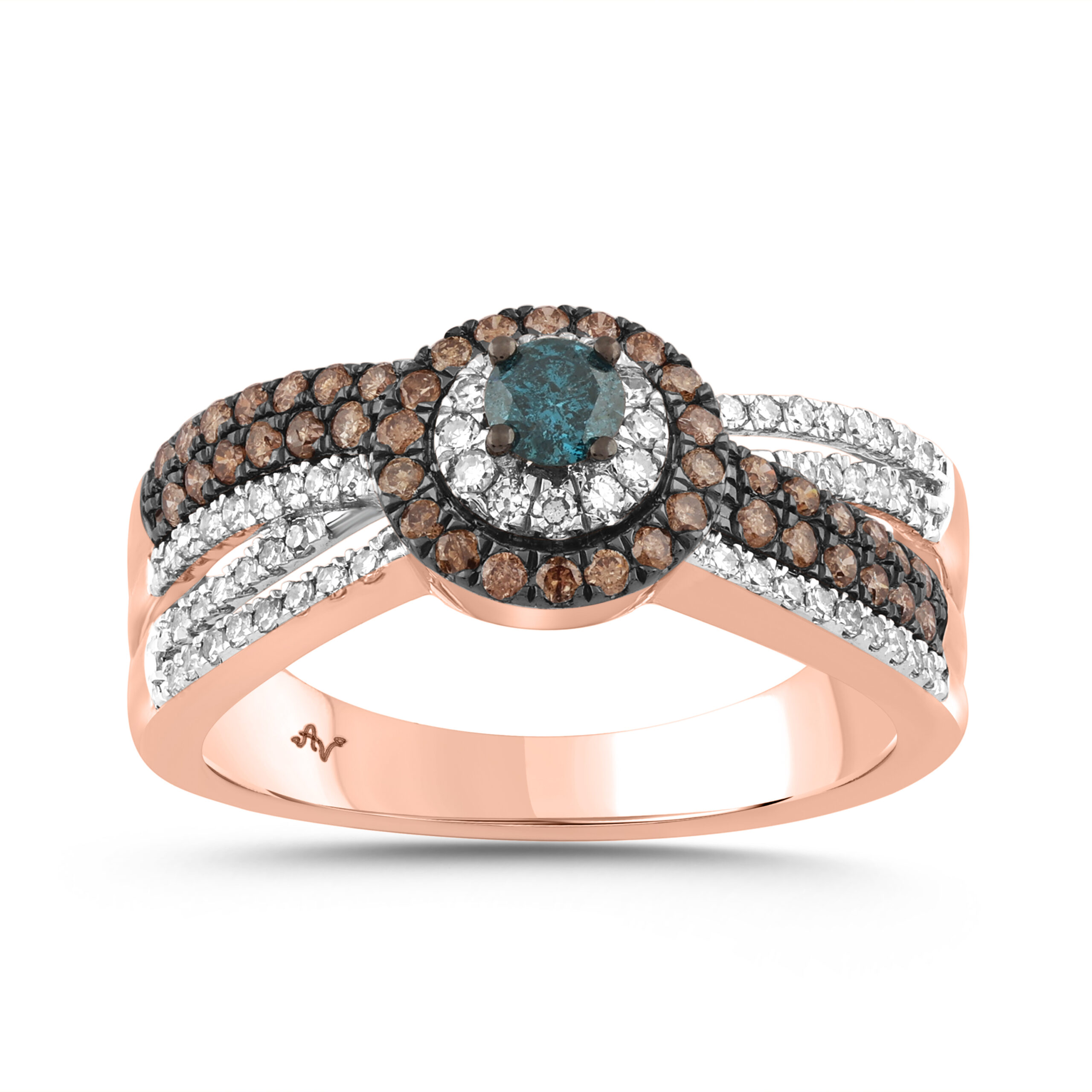 18353015_70832R-A-58260.jpg LADIES RING 0.75CT ROUND/BLUE/DARK BROWN 14K ROSE GOLD - Image 1