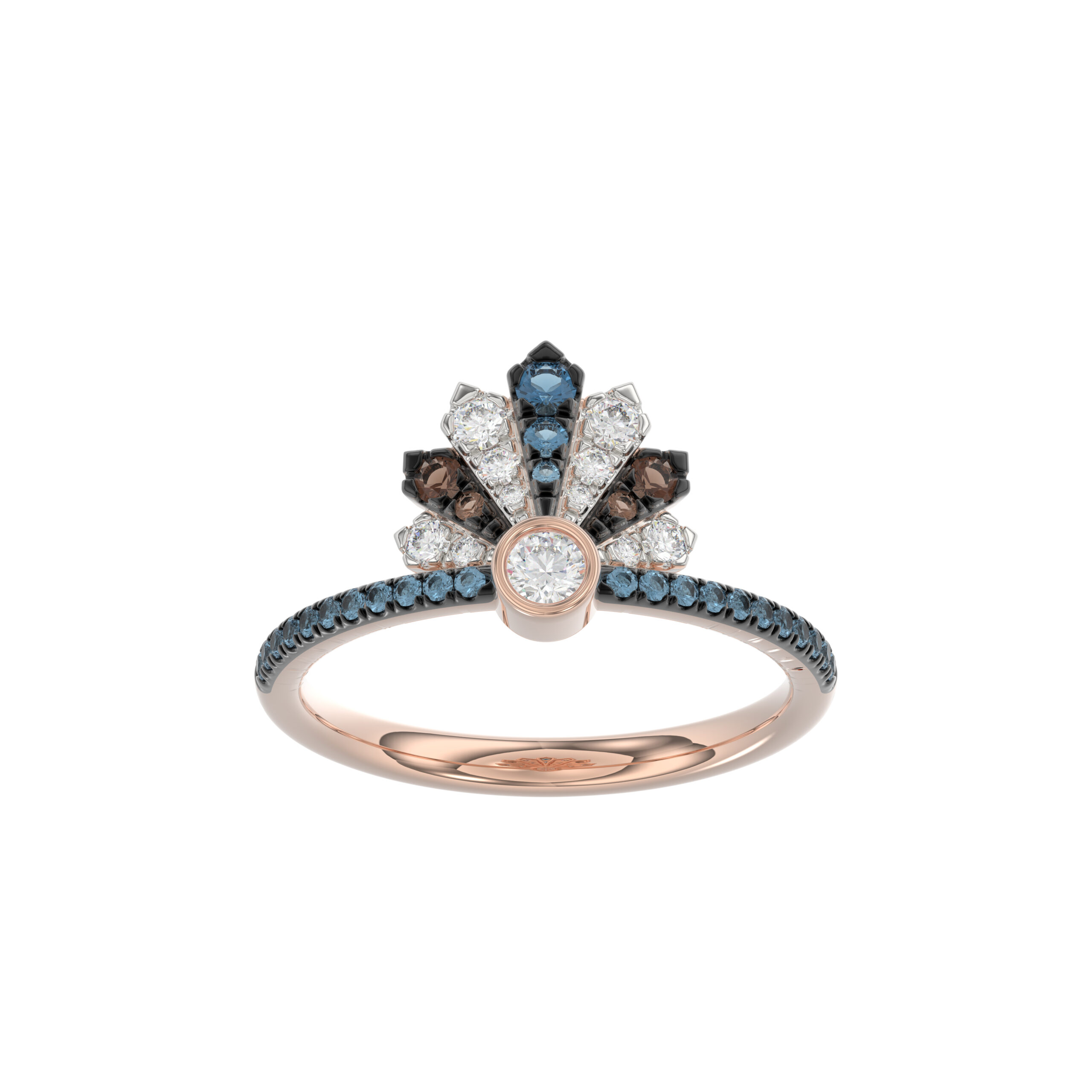 18353349_357365R-5012287.jpg LADIES RING 0.50CT ROUND/ROUND BLUE/DARK BROWN DIAMOND 14K ROSE GOLD - Image 1
