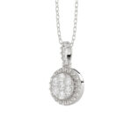 LADIES PENDANT WITH CHAIN 0.10CT ROUND DIAMOND 14K WHITE GOLD - Image 3