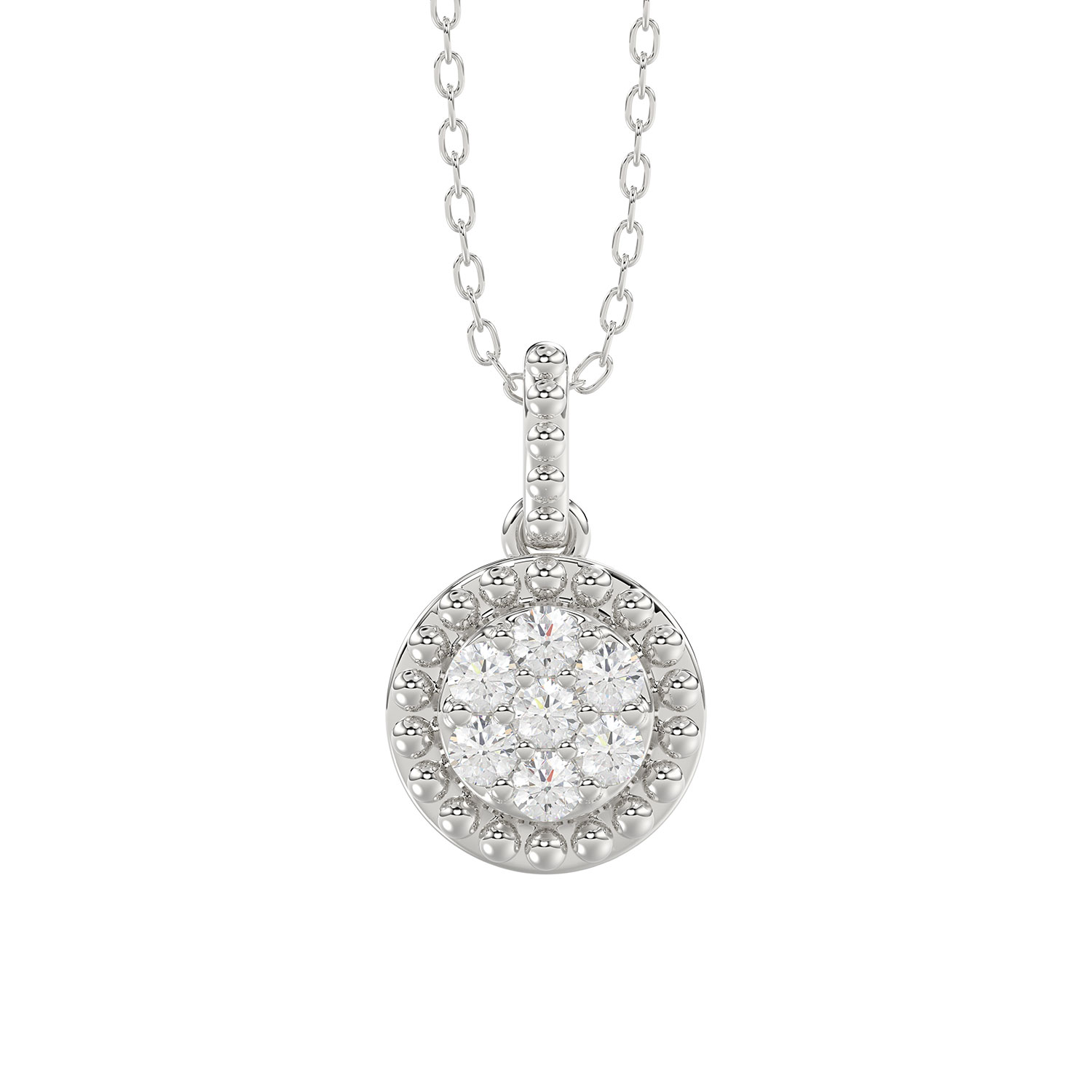 18362072_328854W-4946109.jpg LADIES PENDANT WITH CHAIN 0.10CT ROUND DIAMOND 14K WHITE GOLD - Image 1