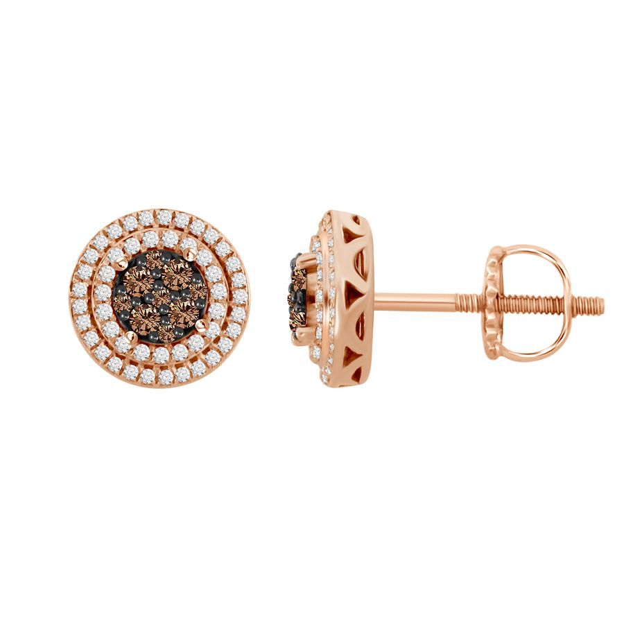 18362152_203247R-35669.jpg LADIES EARRINGS 0.50CT ROUND DARK BROWN DIAMOND 10K ROSE GOLD - Image 1