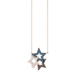 Stylish 14K Rose Gold 0.25Ct Three-Star Necklace Featuring Round, Blue, And Dark Brown Diamonds. A Delicate And Meaningful Ladies Jewelry Piece With C - Image 3