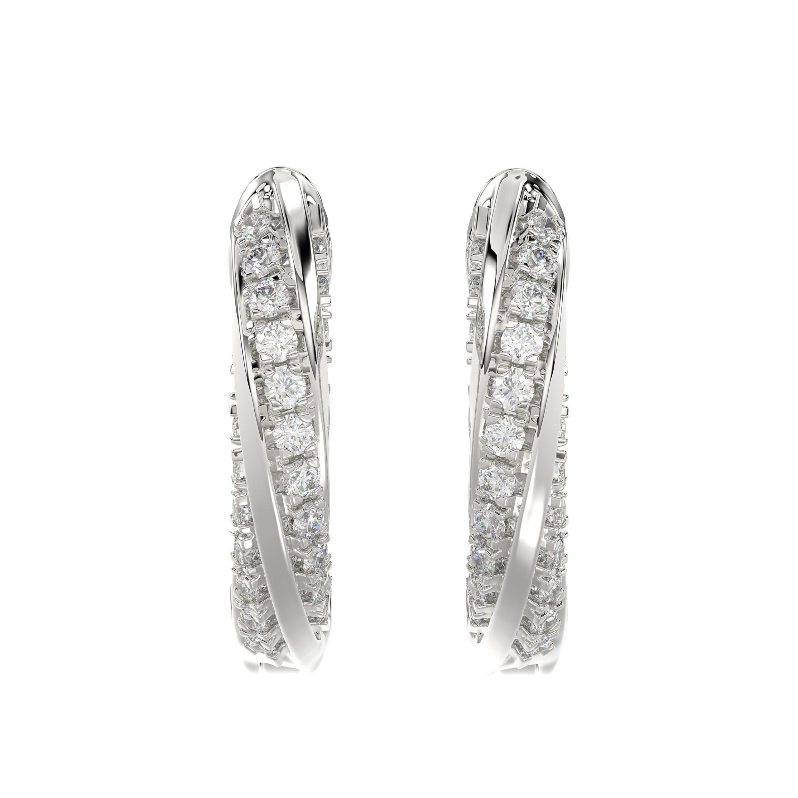 18449227_298717W.jpg Elegant 10K White Gold Hoop Earrings Featuring 0.25Ct Round Diamonds With Brilliant Sparkle And Timeless Design. Perfect For Everyday Wear, Gifts, Ann - Image 1