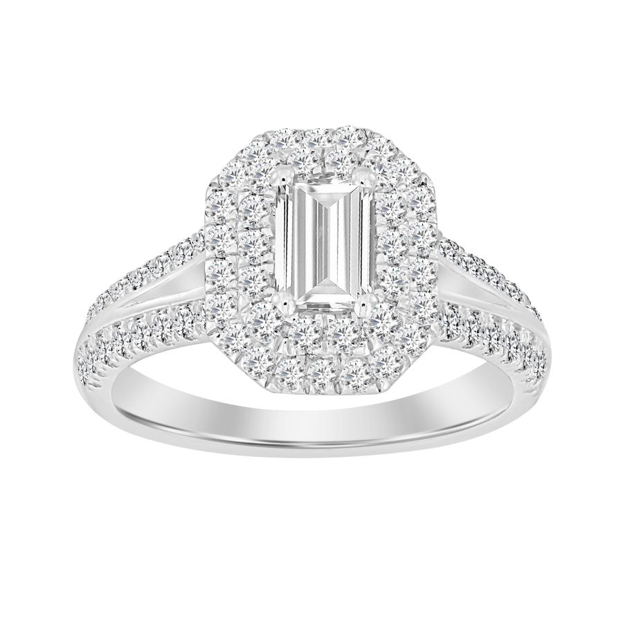 18449363_282125W-A-32538.jpg LADIES RING 1.50CT ROUND DIAMOND 14K WHITE GOLD (SI QUALITY) (CENTER STONE 0.75CT EMERALD DIAMOND) - Image 1