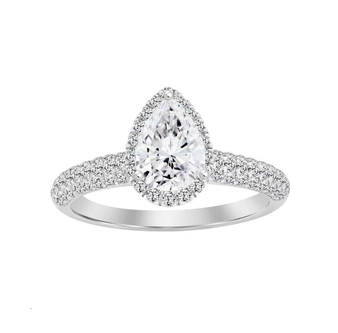 18449754_281391W-A-4935828.jpg LADIES RING 1.25CT ROUND/PEAR DIAMOND 14K WHITE GOLD(SI QUALITY) (CENTER STONE 4 CT PEAR DIAMOND) - Image 1
