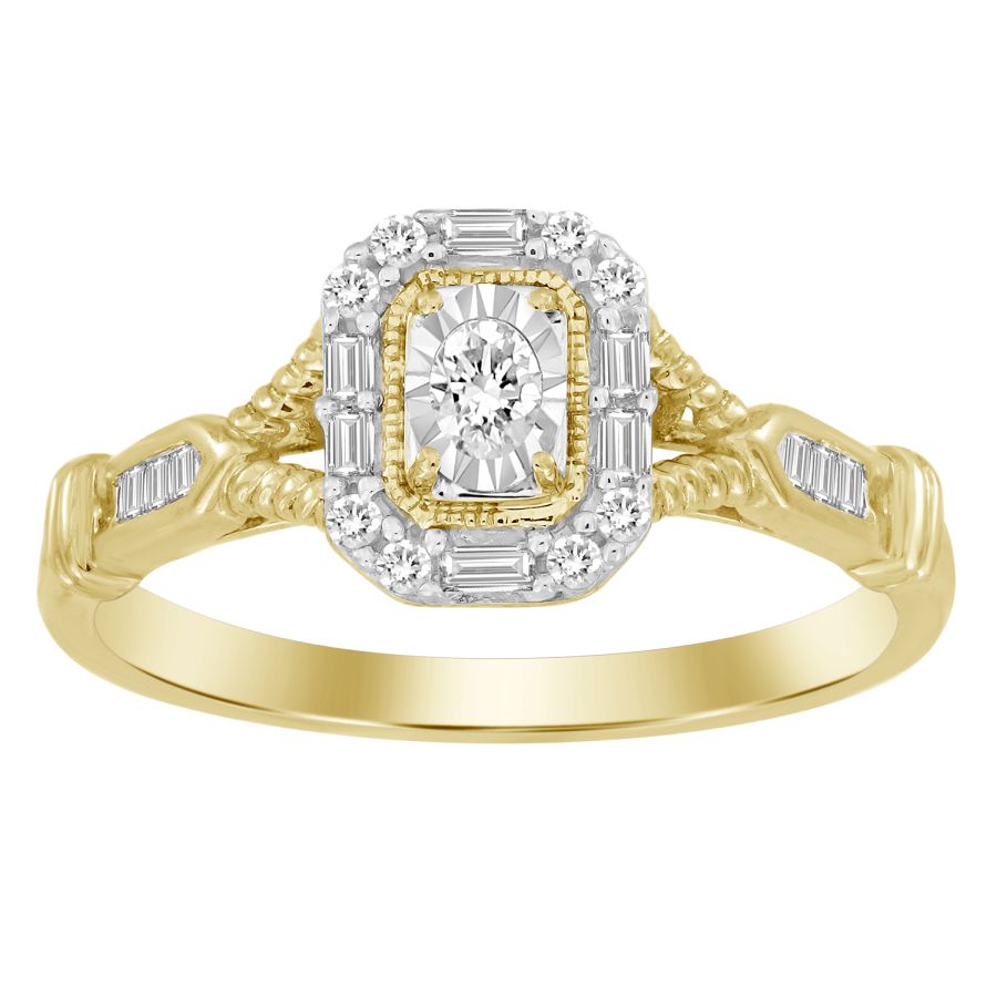 18453535_265042Y-32297.jpg LADIES RING 0.25CT ROUND/BAGUETTE/OVAL DIAMOND 10K YELLOW GOLD - Image 1