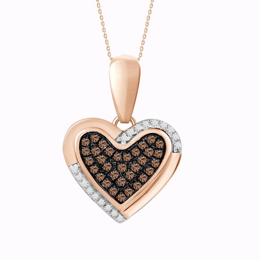 18453747_203387R-35698.jpg LADIES PENDANT WITH CHAIN 0.15CT ROUND DARK BROWN DIAMOND 10K ROSE GOLD - Image 1
