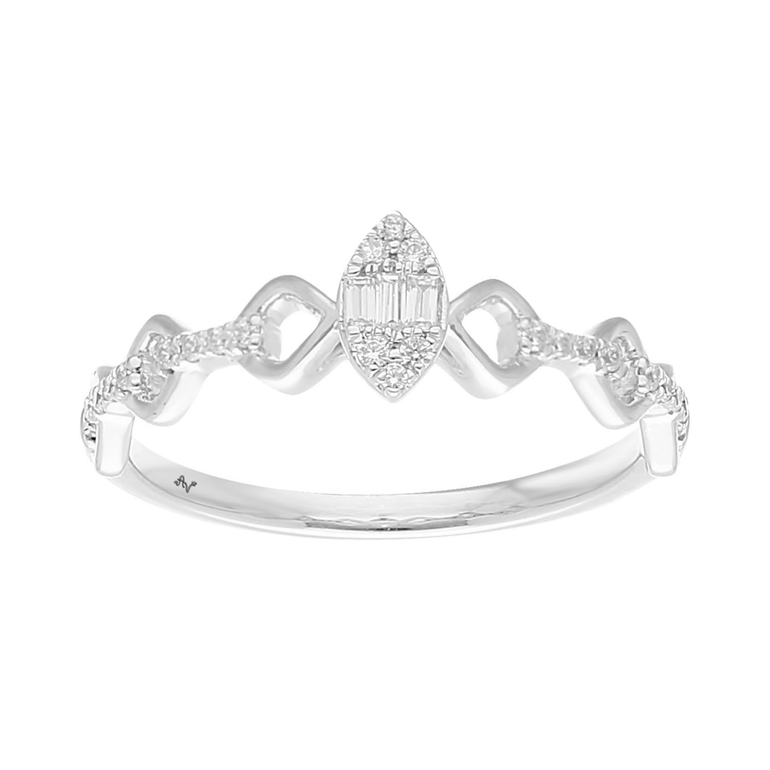 18454307_329118W-A-59200.jpg LADIES RING 0.15CT ROUND/BAGUETTE DIAMOND 14K WHITE GOLD - Image 1