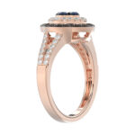Elegant 14K Rose Gold Ladies Ring Crafted With Fancy Dark Brown And Blue Diamonds Totaling 0.75 Ct. Perfect Luxury Jewelry Gift For Her. - Image 4
