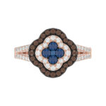 Elegant 14K Rose Gold Ladies Ring Crafted With Fancy Dark Brown And Blue Diamonds Totaling 0.75 Ct. Perfect Luxury Jewelry Gift For Her. - Image 5