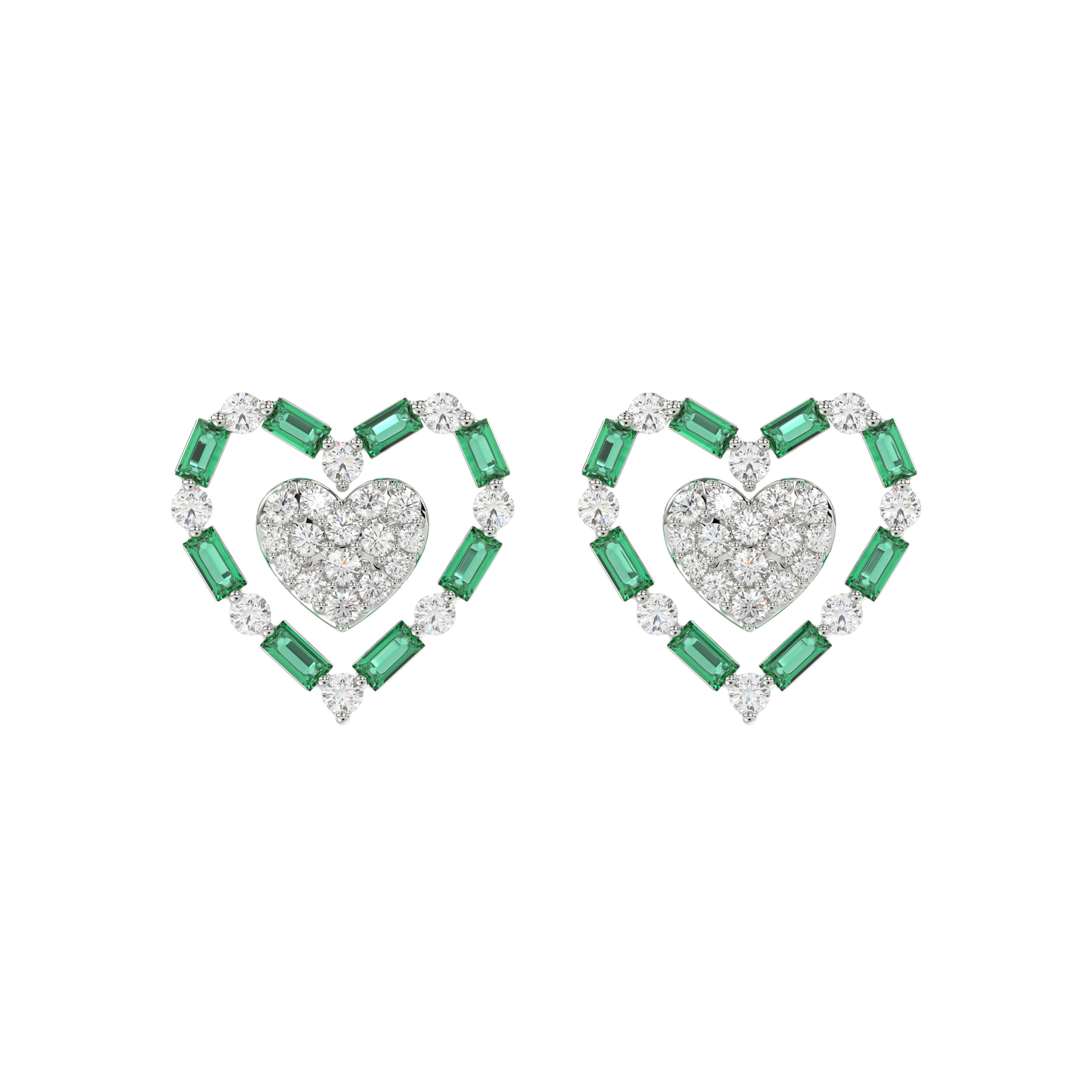 18454984_348808Y-NT-A-5012601.jpg LADIES EARRING 0.50CT ROUND/GREEN EMERALD BAGUETTE DIAMOND 14K YELLOW GOLD (GREEN EMERALD BAGUETTE 0.32CT) - Image 1