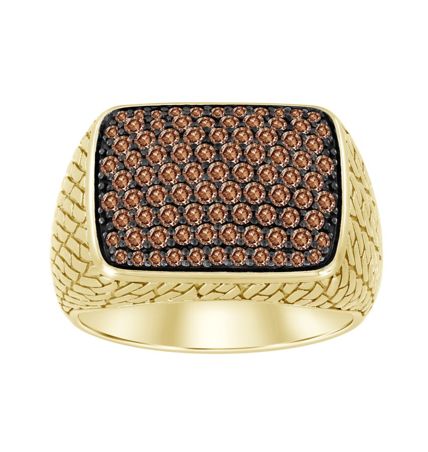 18460011_298836Y-33406.jpg MEN'S RING 1.00CT ROUND DARK BROWN DIAMOND 10K YELLOW GOLD - Image 1