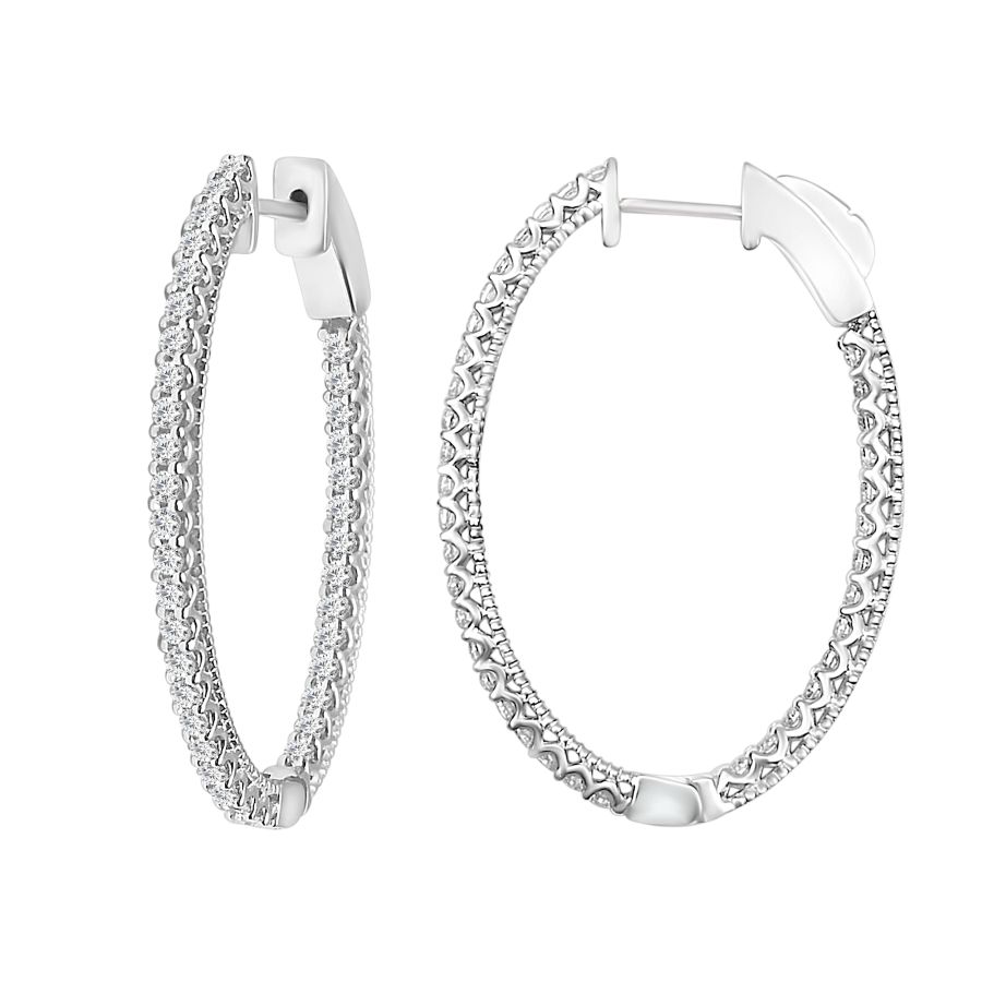 18460177_280188W-43130.jpg LADIES HOOP EARRINGS 1.00CT ROUND DIAMOND 10K WHITE GOLD - Image 1
