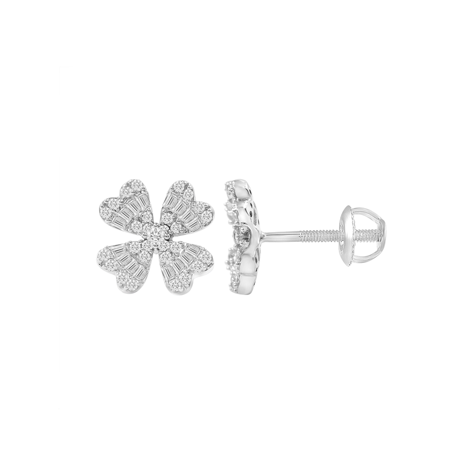 18460306_305981W-A-58071.jpg LADIES EARRINGS 0.33CT ROUND/BAGUETTE DIAMOND 14K WHITE GOLD - Image 1