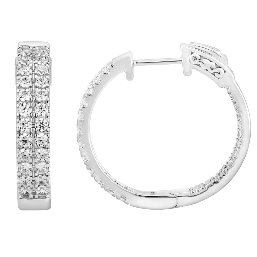 18461832_291942W-A-43705.jpg LADIES IN/OUT HOOP EARRINGS 2.00CT ROUND DIAMOND 14K WHITE GOLD (SI QUALITY) - Image 1