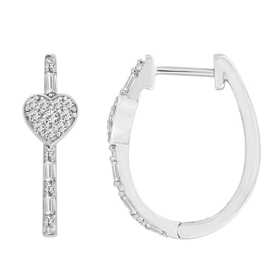 18461839_292458Y-A-43811.jpg LADIES HOOP EARRINGS 0.33CT ROUND/BAGUETTE DIAMOND 14K YELLOW GOLD (SI QUALITY) - Image 1