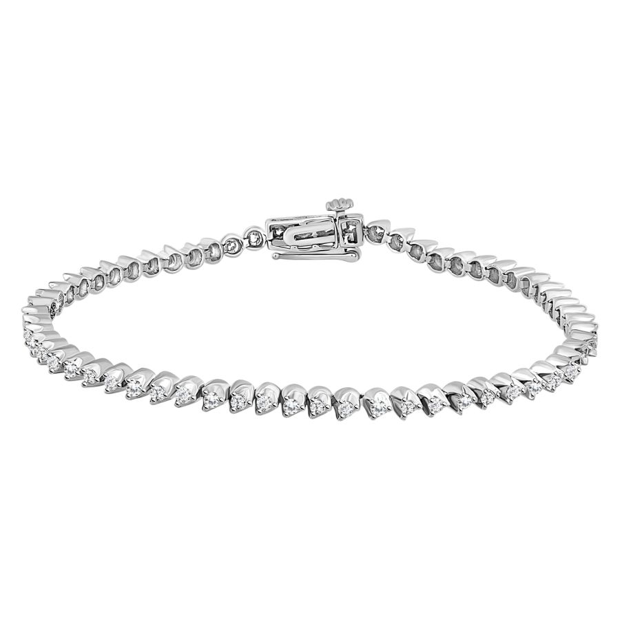 18537350_79932W.jpg LADIES BRACELET 1.00CT ROUND DIAMOND 10K WHITE GOLD - Image 1