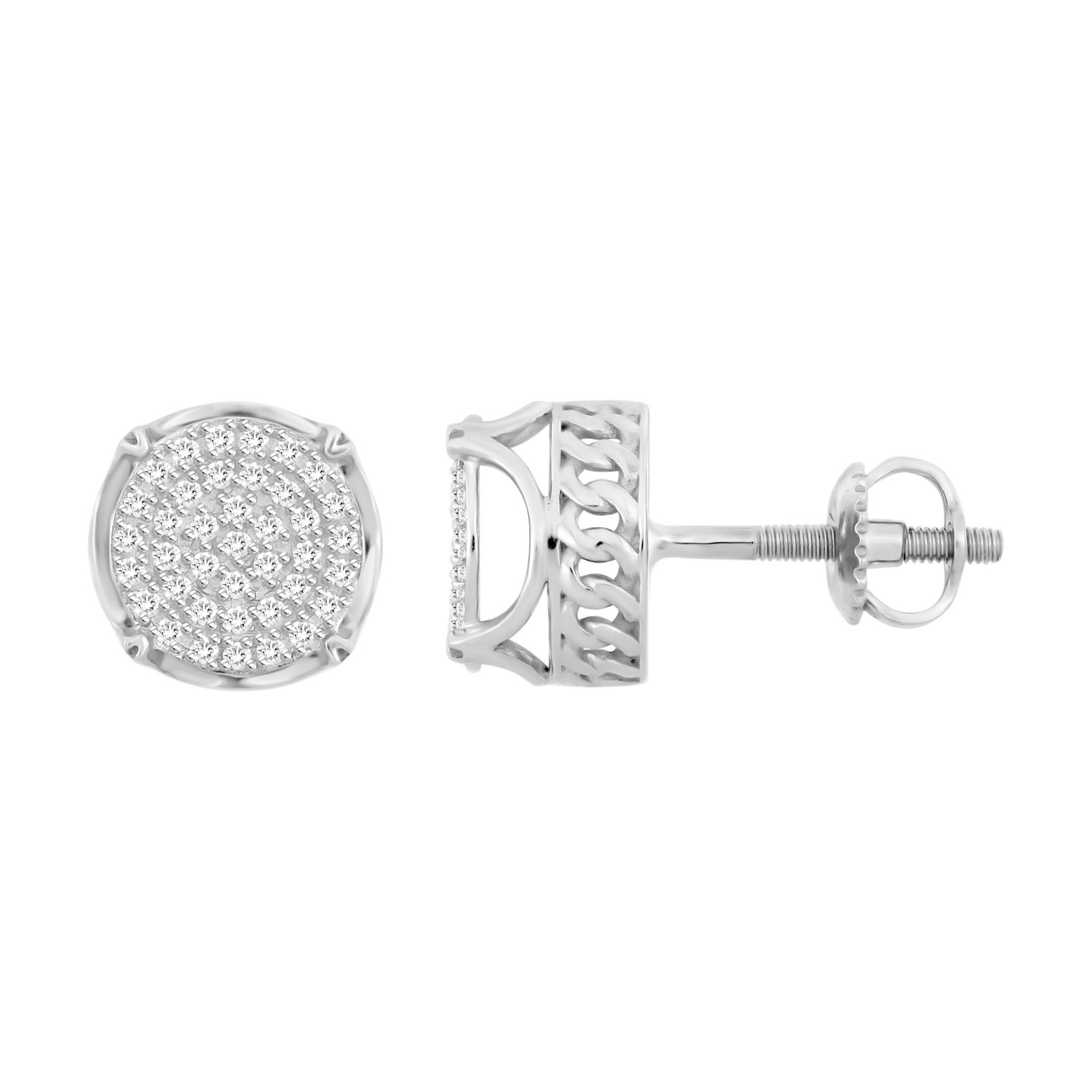 18702477_251460W-SS.jpg Elegant Cluster Diamond Fashion Earrings 0.25CT Round Diamond In White Sterling Silver - Image 1