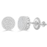 Elegant Cluster Diamond Fashion Earrings 0.15CT Round Diamond In White Sterling Silver