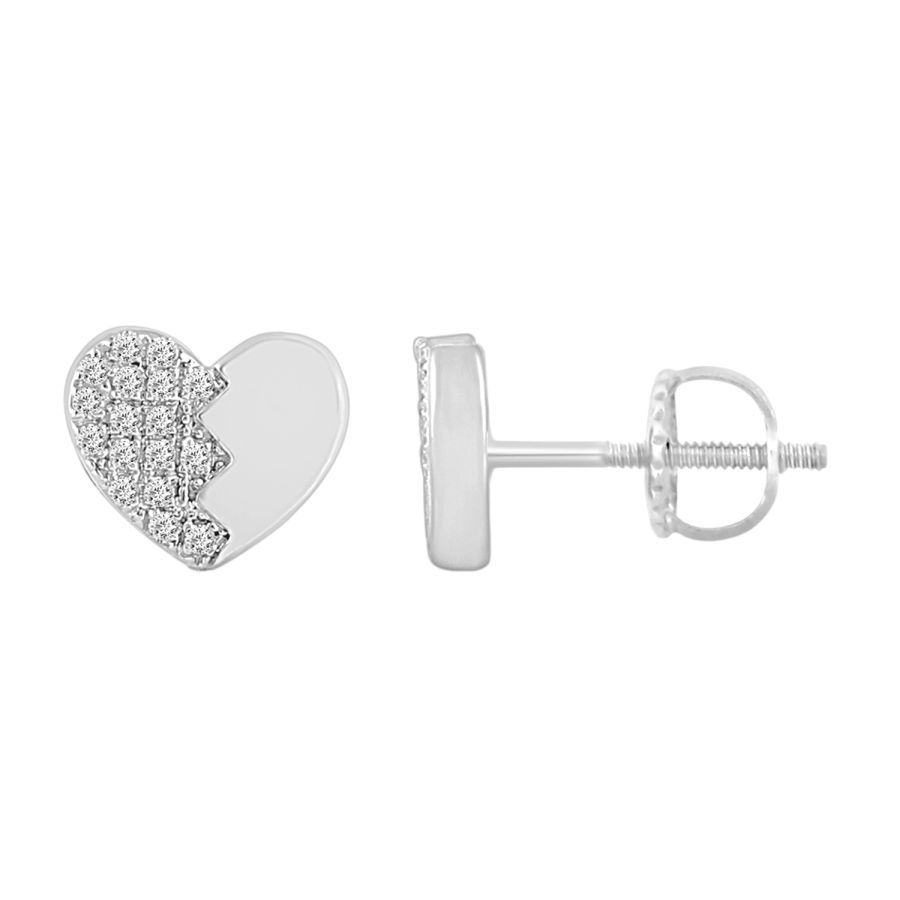 18702644_286726W-SS.jpg Sterling Silver Ladies 0.15CT Round Diamond Heart-Shaped Earrings - Image 1