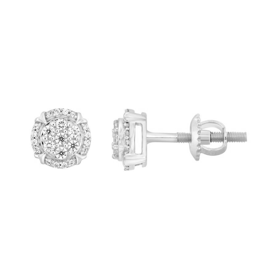 18702700_297583W-SS.jpg Sterling Silver Ladies 0.25CT Round Diamond Cluster Fashion Earrings - Image 1