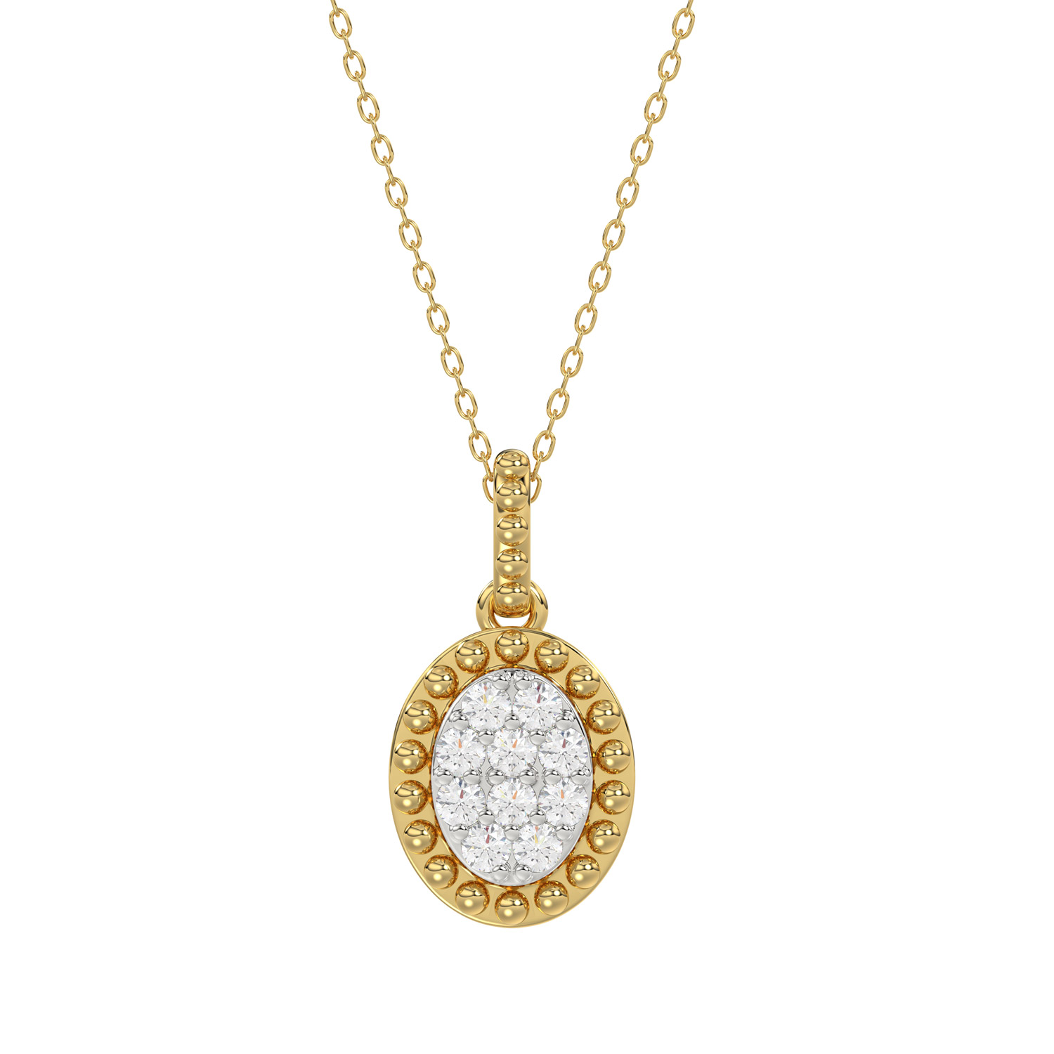 18702894_328715Y-10K.jpg 10K Yellow Gold Ladies 0.10CT Round Diamond Cluster Fashion Pendant With Chain - Image 1