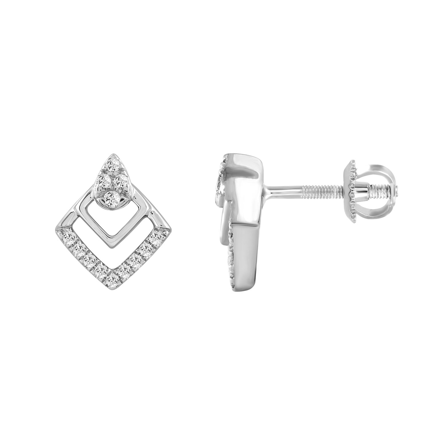 18703149_338466W-SS.jpg Ladies Sterling Silver 0.13CT Round Diamond Earrings Classic Fashion Jewelry - Image 1
