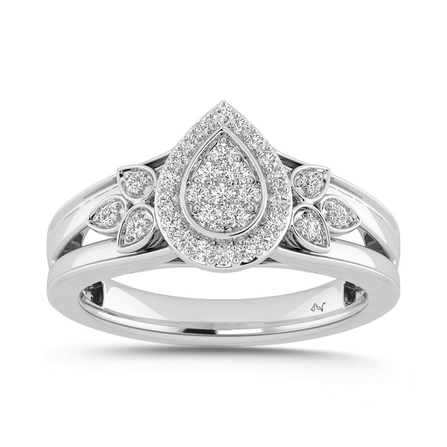 18703478_348233W-SS.jpg Sterling Silver Ladies 0.33CT Round Diamond Engagement Fashion Ring Elegant Bridal Jewelry - Image 1