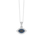 Sterling Silver Ladies 0.10CT Round, Blue & Black Diamond Pendant With Chain Fashion Jewelry Pendant