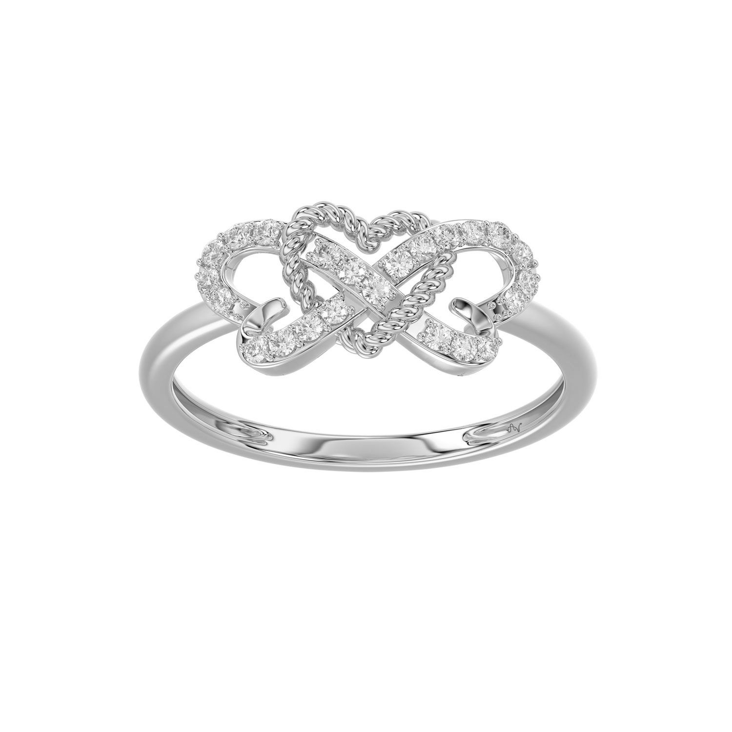 18703630_358279W-SS.jpg Sterling Silver Ladies 0.15CT Round Diamond Infinity Heart Engagement Fashion Ring Elegant Romantic Jewelry - Image 1