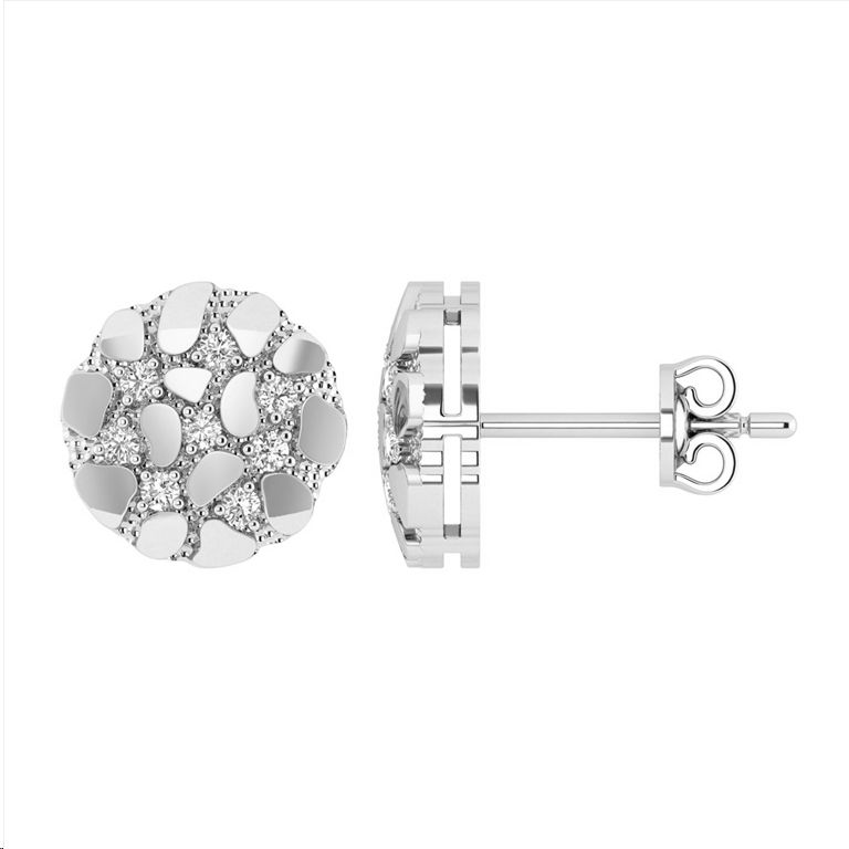 18703653_358345W-SS.jpg Sterling Silver Ladies 0.15CT Round Diamond Fashion Earrings Elegant Fine Jewelry - Image 1