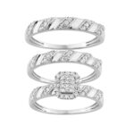 Sterling Silver Ladies 0.50CT Round Diamond Trio Bridal Ring Set Elegant Engagement & Wedding Jewelry