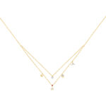 10K Yellow Gold Ladies 0.16CT Round Diamond Pearl Necklace Elegant Diamond & Pearl Jewelry