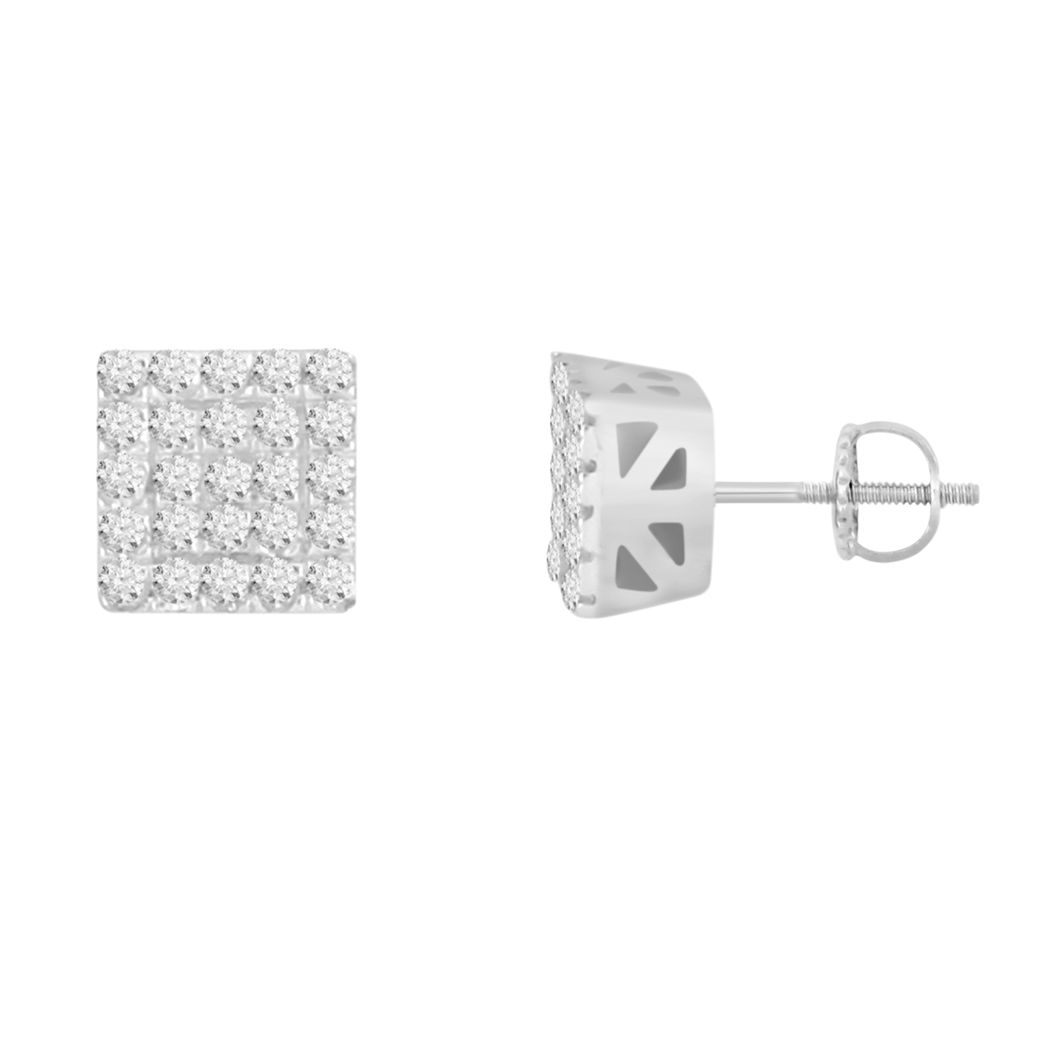 18703857_69139W-SS.jpg Sterling Silver White 0.15CT Cluster Fashion Earrings With Round Diamond - Image 1