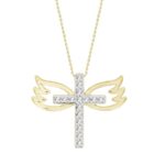 LADIES PENDANT WITH CHAIN 0.10CT ROUND DIAMOND 10K YELLOW GOLD